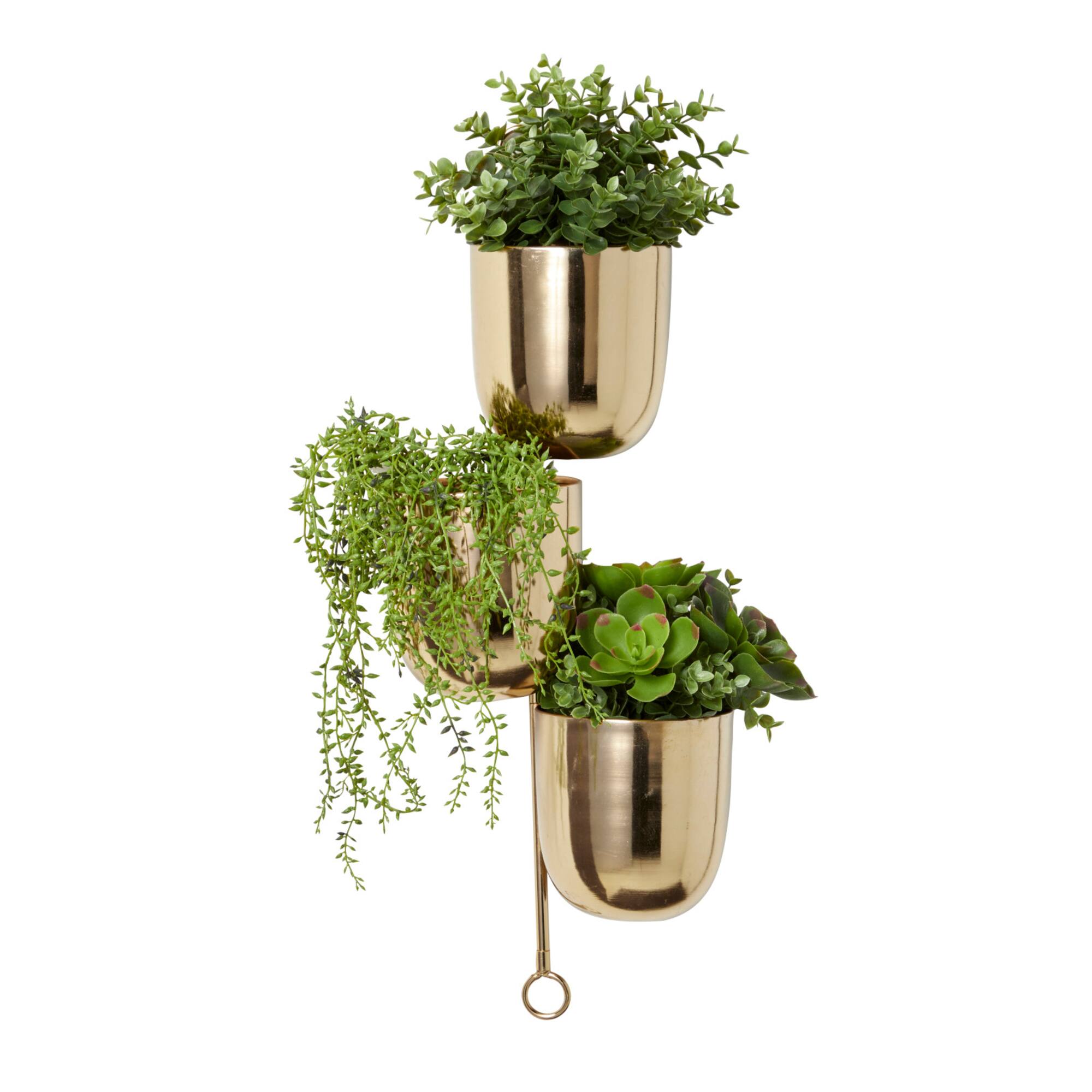 25" Gold Metal Contemporary Wall Planter